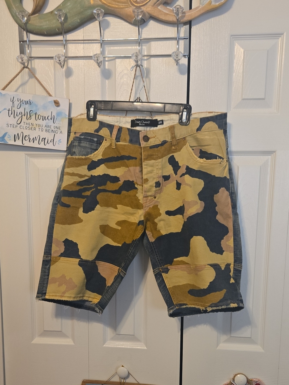 Men's Camo Denim Shorts - Yellow Camo by Jay Camo